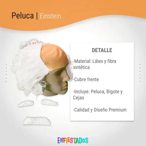 Peluca Pelo Albert Einstein Cientifico Cotillon Disfraz