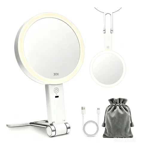 ^ Espejo De Maquillaje De Viaje Con Luces For Mujer, Espejo