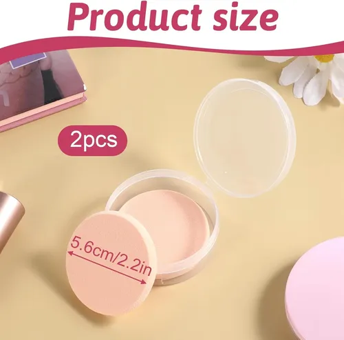 Cjw2 Esponjas De Maquillaje Redondas Para Base Con Estuche.c