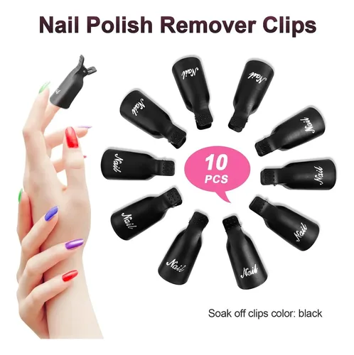 Clips Para Remover Esmalte Gel Negro X10 Uñas Acrílicas