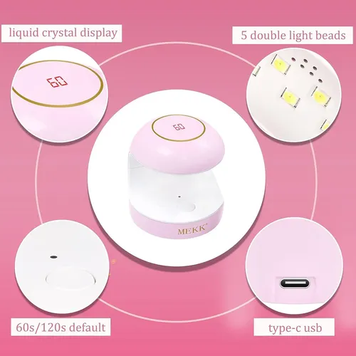Lámpara Uv Led Para Uñas Mekk 18w Mini Portátil Rosa