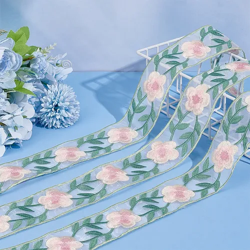 Cintas De Organza Bordadas Estilo Chino De 5 Yardas Con Form