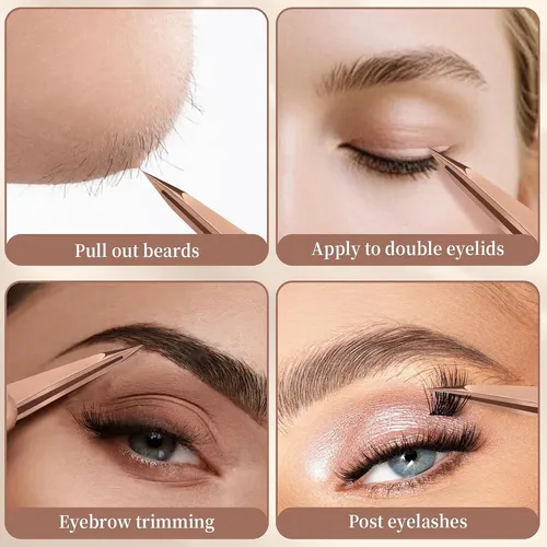 Pinza Punta Fina Acero Rosa Para Cejas Y Vello Facial