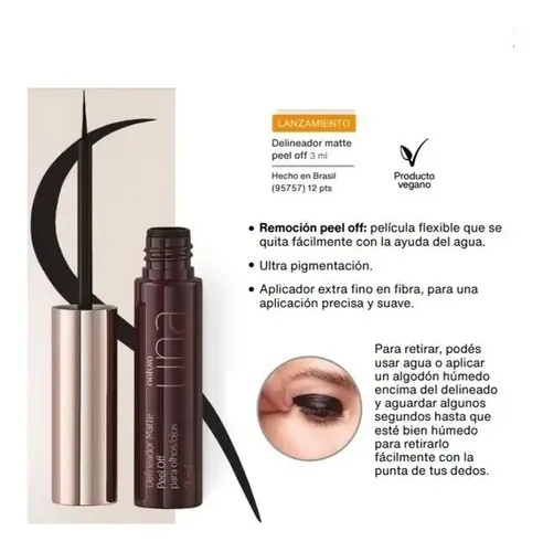 Natura Una Delineador Matte Peel Off Vegano Color Negro