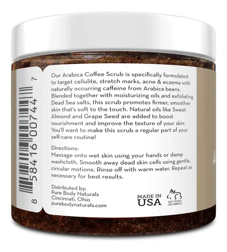 Exfoliante De Café Arabica Pure Body Naturals 350 Ml Para Mu