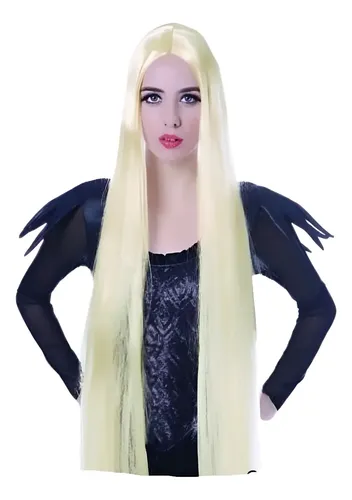 Peluca Super Larga Xl Rubia Y Negra Cotillon Disfraz