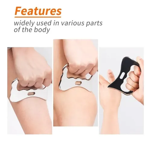 Placa Gua Sha Acero Inoxidable Alivio Dolor Masaje Relajante Plateado