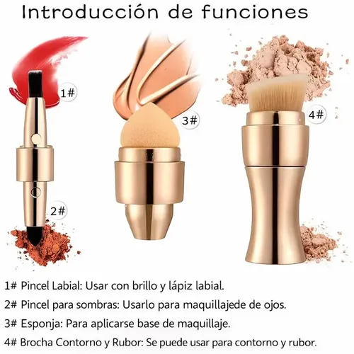 Brocha Maquillaje 4en1 Viral Set De Brochas Portatil
