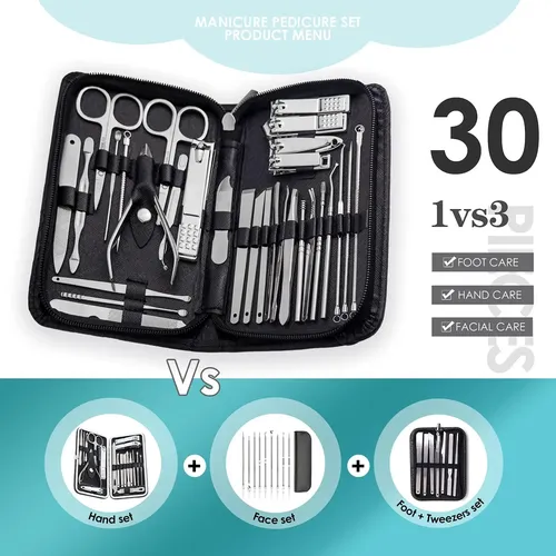 Juego De Manicura 30 En 1 Woama – Acero Inoxidable Traje