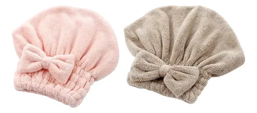 2 Uds. Gorros De Secado Coral Absorben Agua Con Moño