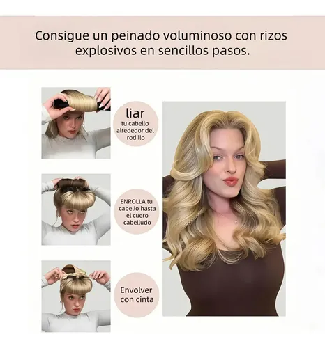 6pzs Curly Ondas En Cabello Rizos Sin Calor Tubo+gorro Satin