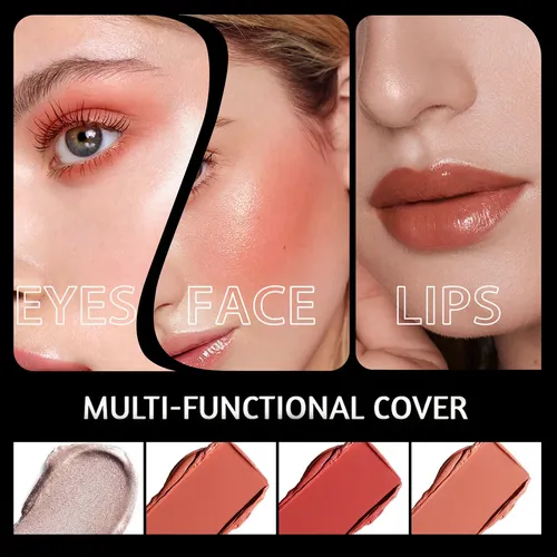 Kit 3 Paleta Colorete Dúo Y Contorno Y Iluminador Crema
