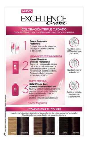 Tintura Permanente Excellence Creme Loreal Paris X 47 Gr Tono 3.0 Castaño oscuro