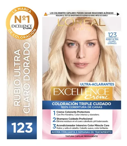 Tintura Permanente 123 Rubio Ultra Claro Dorado Excellence L’oréal Paris