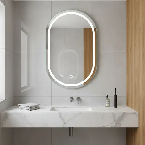 Espejo Ovalado Píldora Led 70x50cm Dimerizable Botón Táctil