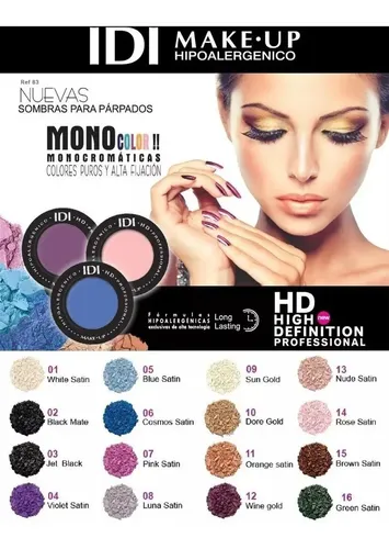 Sombra Compacta IDI Make Up Cosmos Satin HD Hipoalergénica Satinado