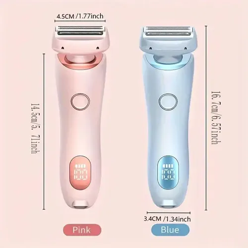 Depiladora Eléctrica Recargable Usb Rosa Con Cabezales Doble