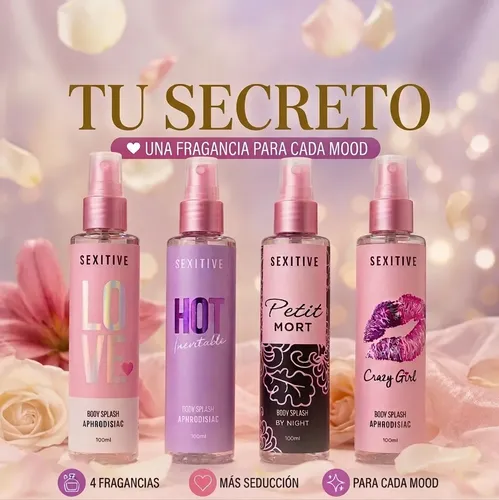 Kit 4 Body Splash Mujer Con Feromonas Afrodisiacos Sexitive