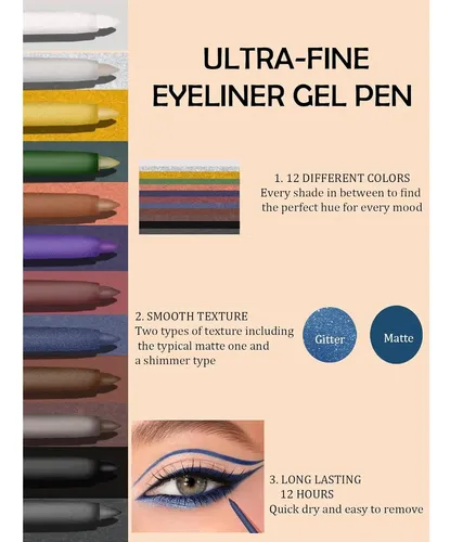 Lápiz Delineador De Ojos Glitter Gel Lysdefeu Púrpura 0.2g