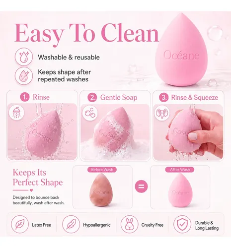 Set De 6 Esponjas De Maquillaje Océane Sin Látex Hd