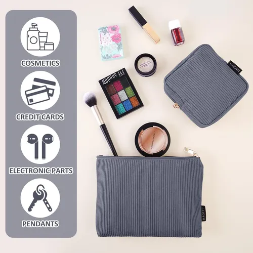 Bolsa De Maquillaje Magefy Pequeña De Pana Con Bolsillos Lat