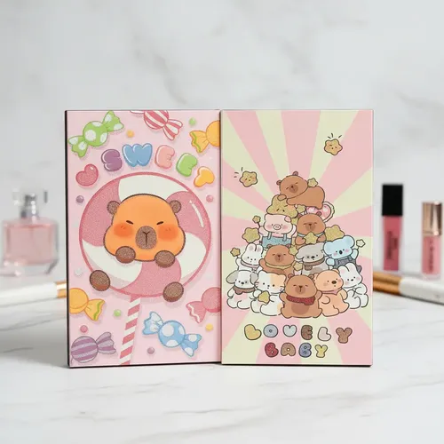 Set Maquillaje Capibara Paleta Sombras Gloss Perfume Peluche