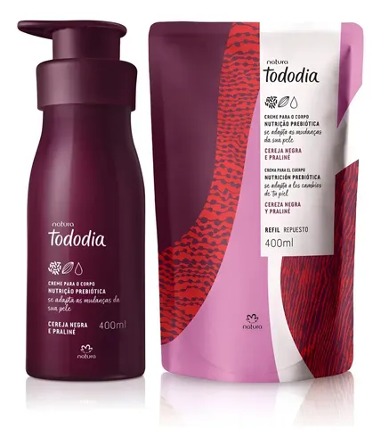 Kit Hidratante + Refil Natura Tododia Fragancia CEREZA NEGRA Y PRALINA