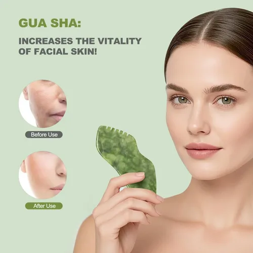 Masajeador Facial Gua Sha Set Airogym Jade Stone Para Mujer