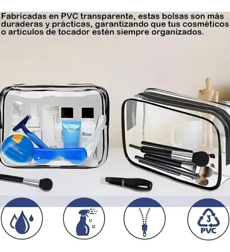 C 20 Pzs Neceser Cosmetiquera Transparente Bolsa De Viaje Z