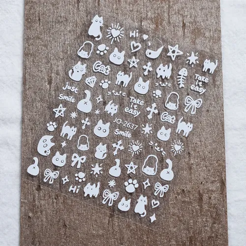 8pcs Pegatinas De Uñas De Gato De Dibujos Animados Para Muje