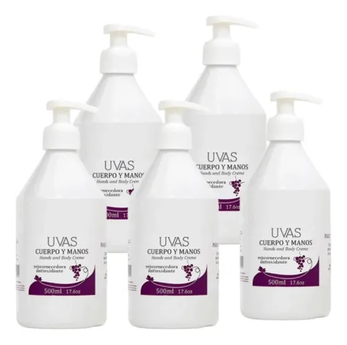 Crema Cuerpo Y Manos 500ml X 5 Unidades Uvas Cosméticos