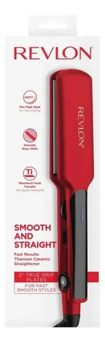 Plancha De Pelo Revlon 220° Placas 4.5 Cm. Recub Titanio Color Rojo