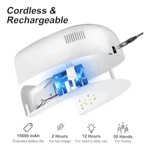 Lámpara De Uñas Led Uv Recargable De 60 W, Secado
