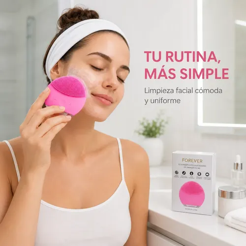 Pack X2 Masajeador Y Limpiador Facial Eléctrico Forever Rosa