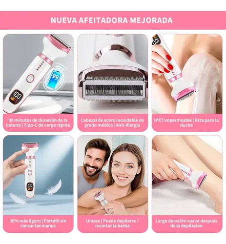 Y Depiladora Eléctrica Mujer Rasuradora Facial Y Corporal