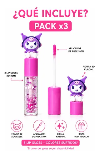 Lip Gloss Kuromi Kawaii Brillo Labial Glitter X3