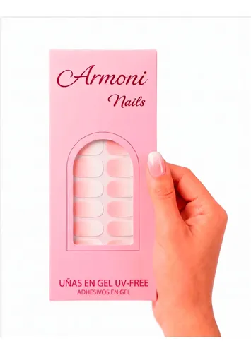 Stickers De Uñas Gel X22 Adhesivas Con Diseño Sin Lámpara Uv