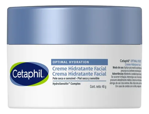 Cetaphil Optimal Hydration Crema de Día Facial Piel Sensible y Seca 48 g | Con HydroSensitiv Complex, ácido hialurónico y margarita azul, hidrata durante 48 horas, mejora la suavidad en 1 semana.