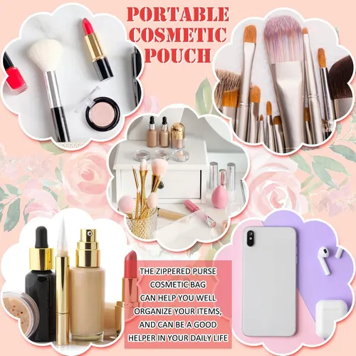 Bolsas De Maquillaje De Lona Rosa, 16 Unidades, Con Cremalle