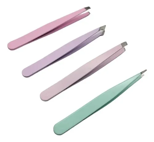 Kit De 4 Pinzas De Depilar Acero Inoxidable Cejas Bozo