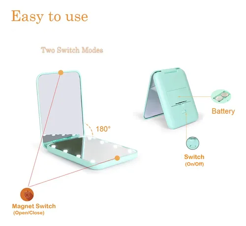 Espejo De Maquillaje Kintion Compact Con Luz Led 1x/3x Magni
