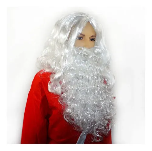 Disfraz De Abuelo Con Peluca Y Barba De Papá Noel Para Hallo