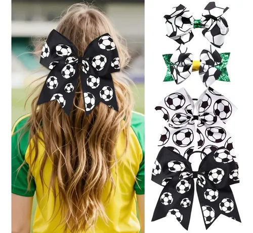 2 Cintas Para El Pelo Con Lazo De Fútbol Para Niñas