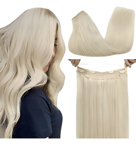 Extensiones De Cabello 100% Natural Con Vincha Y Clips 55cm Color 60a