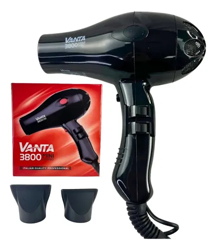 Secador De Pelo Vanta 3800 Mini Compact Peluqueria Negro