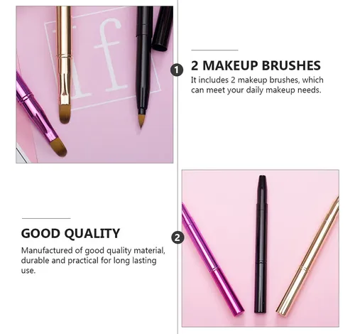 Set De 2 Brochas Labiales Y Delineador Retractil Doble Punta