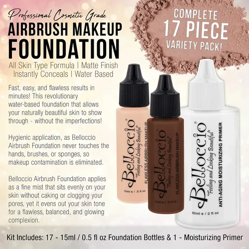 Belloccio Set 17 Bases Maquillaje Aerografo Profesional