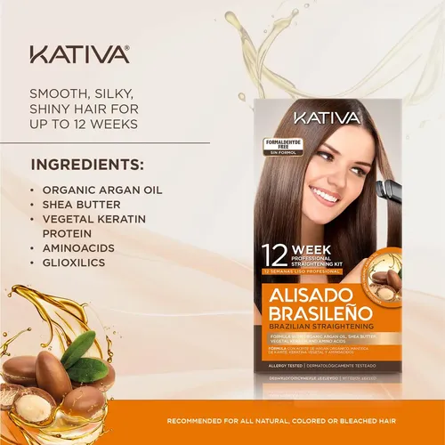 Kit Brasileño De Alisado De Cabello Kativa, 12 Semanas Con