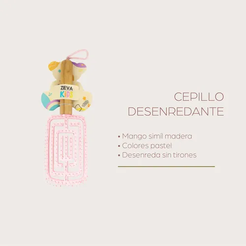 Cepillo Desenredante Niños Recto Suave Cabello Zeva