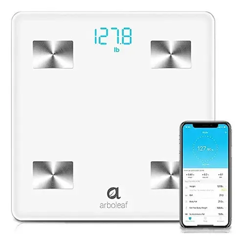 Báscula Digital Inteligente Arboleaf con Bluetooth y Medidor de Grasa Corporal, 180 kg